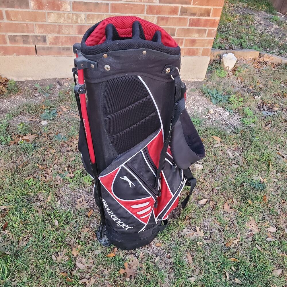 Slazenger Black Golf Stand Bag 8-Way Divider Dual Strap Carry Lightweight